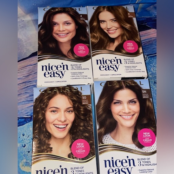 Lot of 4 Clairol nice ‘n easy Brown Shades Hair Color Medium Light Dark - Picture 1 of 8
